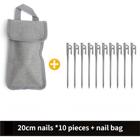 Piquets en acier inoxydable pour bâche de tente de camping en plein air, piquets coupe-vent fixes pour la plage et la neige, 10 piquets de 20 cm chacun. (1/5)
