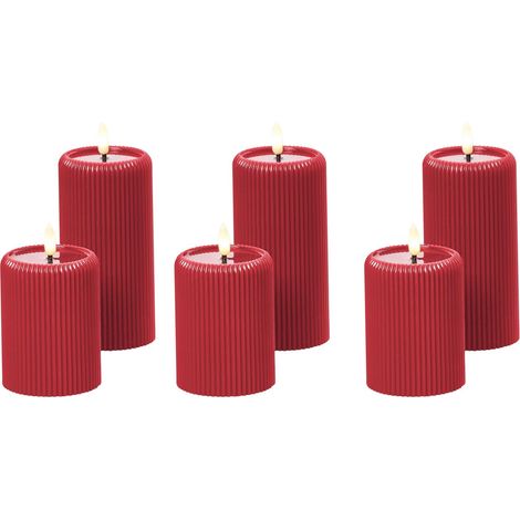 Set of 6 LED Candles NOISETTE 10/16 cm Red (1/5)