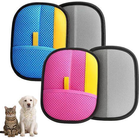 2 Pièces Gant Poil Chat, Double Face Gant Anti Poils Animaux,Produits de toilettage et de soin, brosse pour chien à poil long, accessoires pour chat, tapis, canapés et vêtements (1/5)