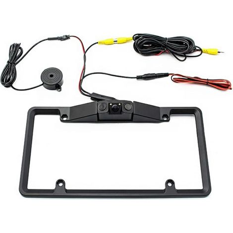 Caméra Arrière pour Voitures, Caméra de Recul pour Véhicules, 2 LED 3 en 1, Cadre de Plaque d'immatriculation, Capteur de Stationnement, de Recul pour avec Interface AV (1/5)