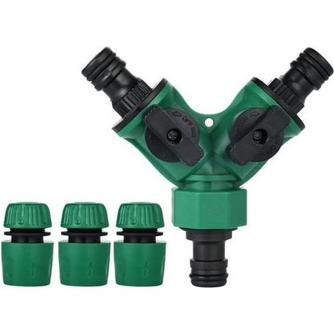 Connector of Fitting Hose of watering, Tip Hose Watering, Separator of Hose in Y, Adapter Faucet Hose Watering, Gardena Fitting with 2 Outings Valve for Faucet Garden (1/5)