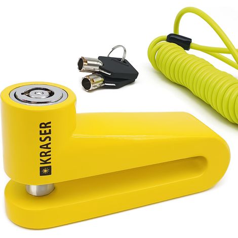 Antivol Bloque Disque Moto, Jaune ø10mm Plus Dissuasif, Serrure avec Balle Anti-Perçage, Sécurité Compacte, Facile à Transporter, Bloc Disc Frein Roue pour Moto Scooter Velo Electrique (1/5)