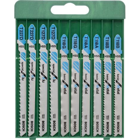 Bosch Coffret 10 Lames scie sauteuse Emm. en T , Métal