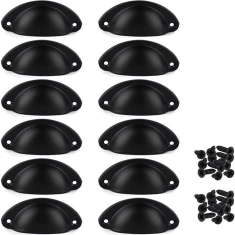 Poignée de Coquille Vintage pour Tiroir Armoire Meuble Cuisine Incurvé Bouton de Porte de Placard 12pcs Fer (1/5)