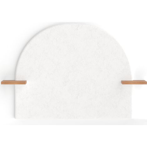 Cabecera de cama Fira en yeso blanco roto y madera de acacia