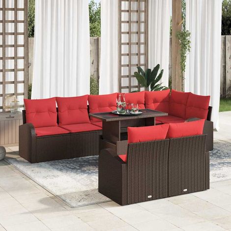 Set Divano da Giardino 9 pcs Marrone Poly Rattan vidaXL (1/5)