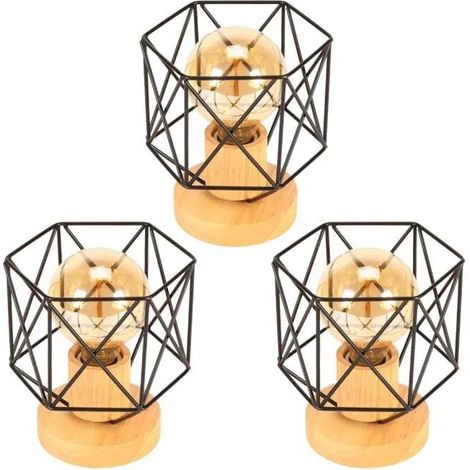 U-do Lot de 3 Plafonnier en Cage Cube,Retro Plafonnier Industrielle Carré Abat-jour Fer Lampe de Plafonnier Designe Edison pour (1/4)