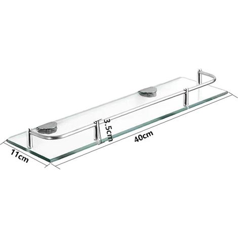 Étagères de Salle de Bain Étagère de Douche en Verre Murale L40cm (1/4)
