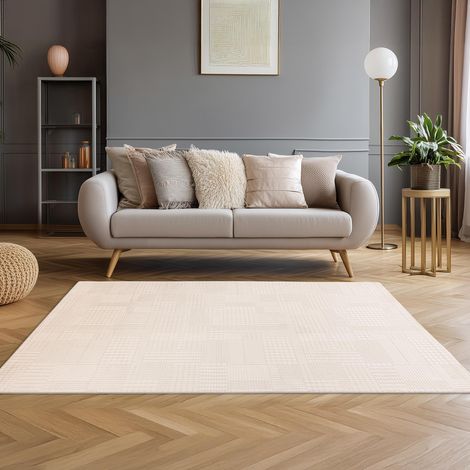 NAPOLI Tapis en tissu texturé blanc écru - 160x230 cm (1/5)