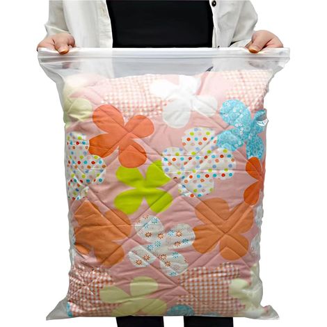 20 Pack Large Clear Reusable Bags 50 x 60 cm for Clothes, Zip Storage Bags, Airtight Storage Bags, Suitable for Travel, School, Moving House, Storage (1/5)
