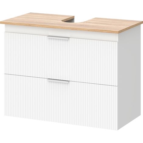 Meuble vasque de salle avec deux grands tiroirs pour lavabos avec ou sans plinthe pliable blanc pour salon bain, armoire lavabos, plinthe, (1/5)