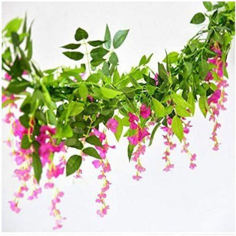 Couronne Glycine - Fleur Artificielle en Soie - Décoration Murale Extérieure Intérieure - Pour Mariage Jardin Terrasse - 1 Pièce (1/4)