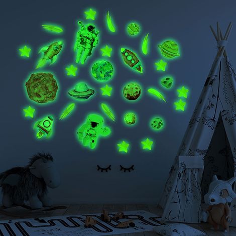 31-teiliges DIY-Set leuchtender Wandaufkleber mit Weltraum-Motiven für Kinderzimmer (1/5)
