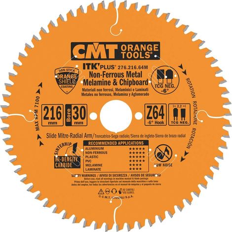 276.216.64M LAME CIRCULAIRE POUR ALUMINIUM HW 216X2.2/1.6X30 Z64 TCG NEG