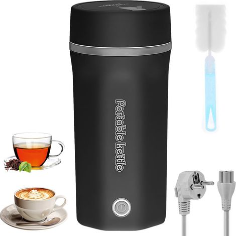 Mug électrique portable intégré grande capacité, 500 ml, noir, V-06, norme européenne, 220 V (1/5)