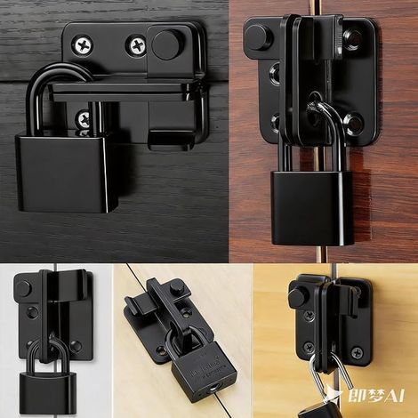 Acier Inoxydable Loquet Coulissante Serrure Volet Loquet Porte Verrou Portail pour abri de jardin, salle de bain, garage, fenêtre, ouverture à gauche Ouverture gauche Noir L (1/2)