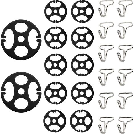 Lot de 24 housses de siège de voiture avec crochets en métal en forme de plaque de prune, 12 housses de siège de voiture en plastique avec tendeurs + 12 crochets de fixation en métal avec clip de