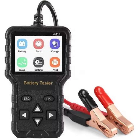 Testeur de batterie automobile V611B 6V 12V 24V avec test de charge et de démarrage pour motos, voitures et camions (1/5)