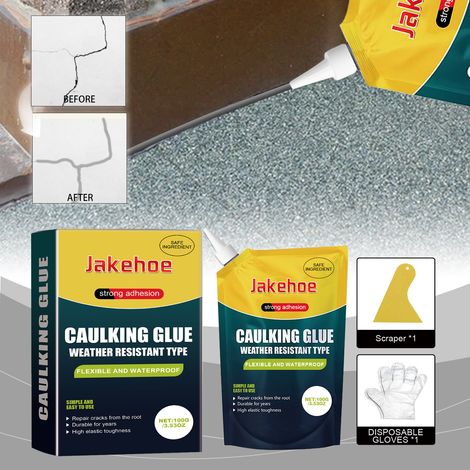 Fugendichtstoff für Betonplatten, Bodenfugen, Ziegel- und Fliesenfugen – 100 g Dichtstoff + Spachtel + Einweghandschuhe -- DE (1/5)