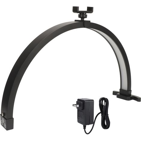 Lampe de bureau demi-lune 50 cm (20 pouces), 20 W, 1500 lm, température de couleur réglable de 3200 à 5600 K, avec pince pour téléphone, idéale pour les extensions de cils et les soins de la peau. (1/5)