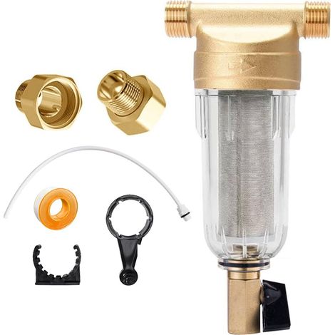 Spin Down Pre-Rinse Water Filter - Water Filter with Adapter - 40 Micron Water Filter - Sediment Pre-Filter for Well Water Pipe - Pre-Filter - 3/4" (1/5)