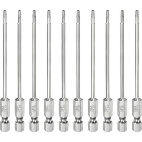 10Pcs T8 Embout Tournevis Torx 1/4" Hex Shank Longueur 4" (100mm) (1/5)