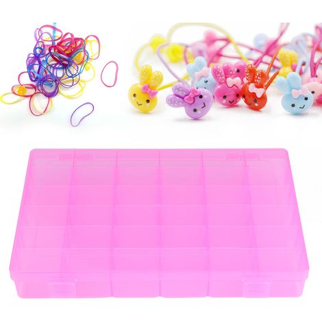 Aufbewahrungsbox für Ohrringe aus rosa Kunststoff mit 36 Fächern, Schmuckorganizer mit Gummibändern, Aufbewahrungsbox für Zuhause. (1/5)