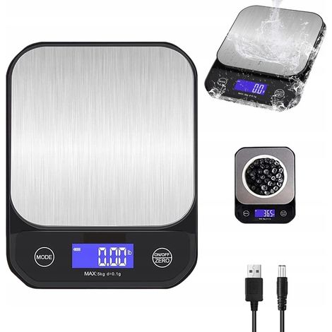 Báscula de cocina de precisión de 5000 g/0,1 g con pantalla LCD para especias y joyería.