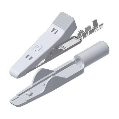 Pinza cocodrilo miniatura blanca SKS Hirschmann 4 mm
