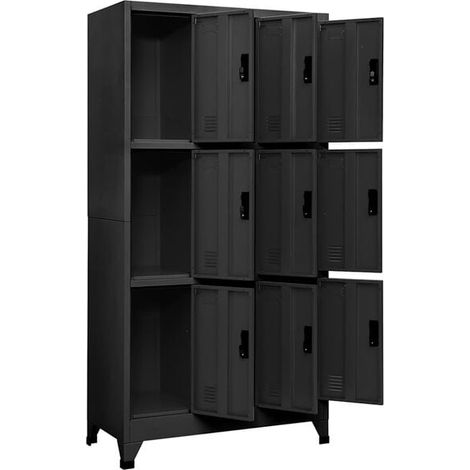 Armoire de Rangement en Acier 90x45x180 cm, Casier Métallique Gris Anthracite avec Portes, Meuble de Stockage Robuste pour Bureau, Garage ou Atelier (1/5)