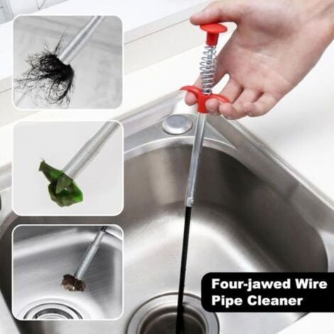 Pince Pour Deboucher Evier - 90 cm Et 160 cm - 4 Griffes Flexibles - Acier Inoxydable Et Poignee PP - Pour Cuisine Baignoire Toilettes - Lot De 2 (1/5)