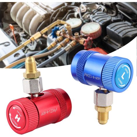 Adaptateurs R1234yf, Raccords Rapides en Laiton Anti-Fuite pour Recharge Climatisation Voiture, Connecteur de Service Compatible R1234yf pour Ateliers et Bricoleurs (1/5)