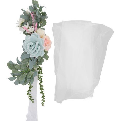 Fleurs Artificielles Pour Chaise Mariage En Tissu Et Fil Bleu Décoration Allée Extérieure Lot De 1 (1/5)