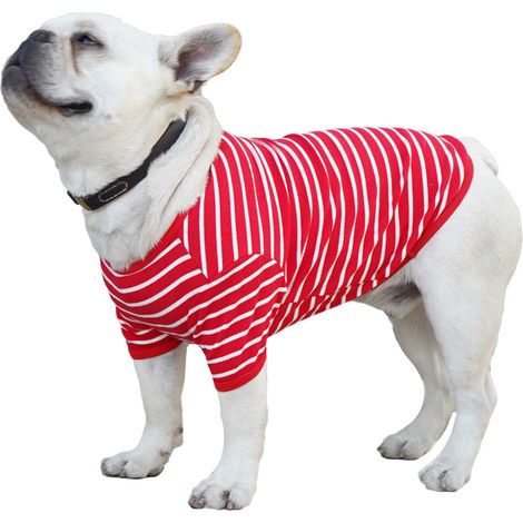 Chemises pour chiens rayées en coton, vêtements pour animaux de compagnie, respirantes, extensibles, douces, pour petits, moyens et grands garçons et filles, Style printemps et été S (1/5)