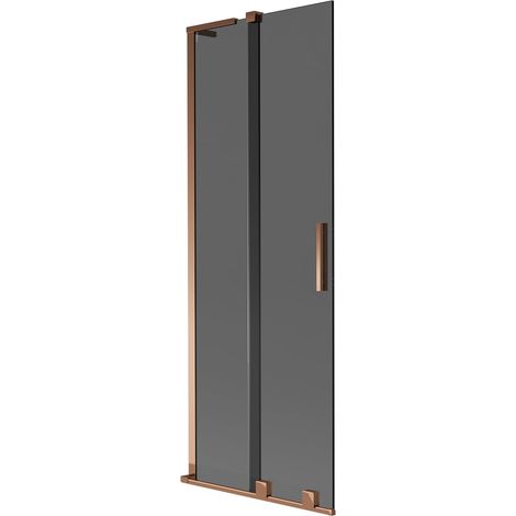 Mexen Velar L paratia per vasca da bagno scorrevole a 2 ante 70 x 150 cm, grafite, oro rosa - 896-070-003-41-60 (1/5)