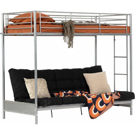 Meuble Cosy Lit superposé 90x190cm avec Banquette Convertible Canapé et Sommier à Lattes en métal, Style Industriel, pour Enfant Chambre à Coucher Maison, Gris (1/5)