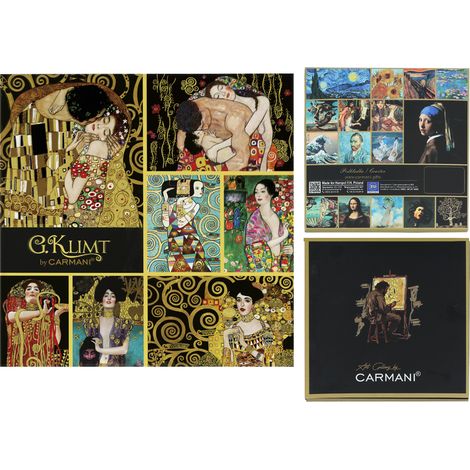 Carmani, posavasos de cristal aprox. 11,5 x 11,5 cm - Gustav Klimt/collage (1/5)