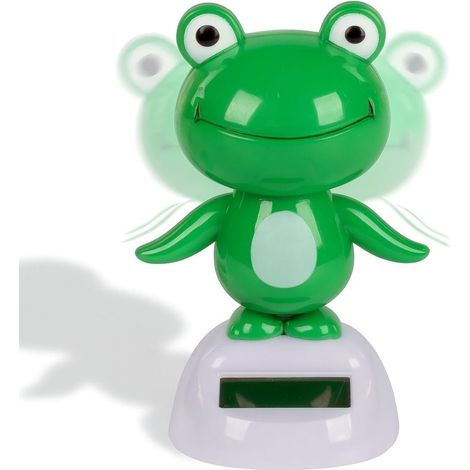 Figurine solaire en forme de grenouille - 6 x 10 cm - Figurine décorative amusante - Fonctionne à l'énergie solaire - Idée cadeau pour voiture, bureau et rebord de fenêtre (1/5)