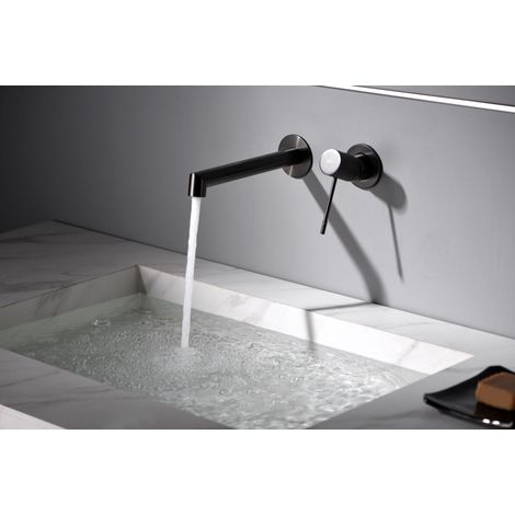 Imex - Grifo Monomando Lavabo Empotrado Negro Serie Line (1/5)