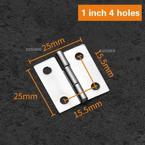(1 pouce, 4 trous) Accessoires Charnière plate en acier inoxydable 304, épaisse et de haute qualité, pour porte, 1/1,5/2/2,5/3/4 pouce, 2 pièces, charnières à paumelles, quincaillerie pour meubles (1/5)