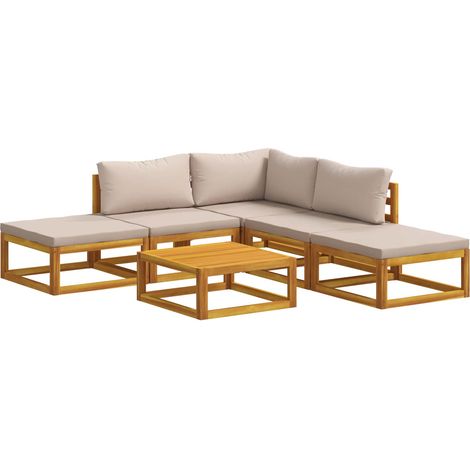 Sofa Set 6 pcs Natural Solid Acacia Wood vidaXL (1/5)