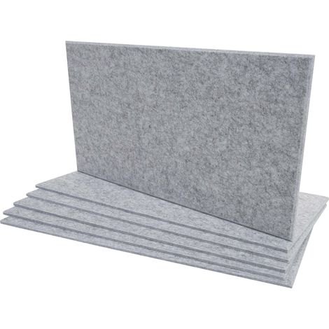 [NUNCA USADO] Lote de 6 paneles acústicos de pared HHG-576, paneles acústicos de pared, fonoabsorbentes 1 m² 60x30 cm, gris claro