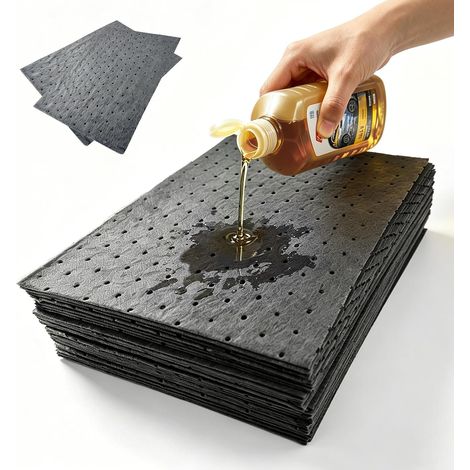 100 PièCes Tapis Absorbants D'Huile Universel, 25 × 33cm Tampon Absorbant L'Huile Convient Aux Liquides Huileux et Aqueux pour Une Utilisation Dans Les Maisons Les Garages Les Sous-Sols (1/5)