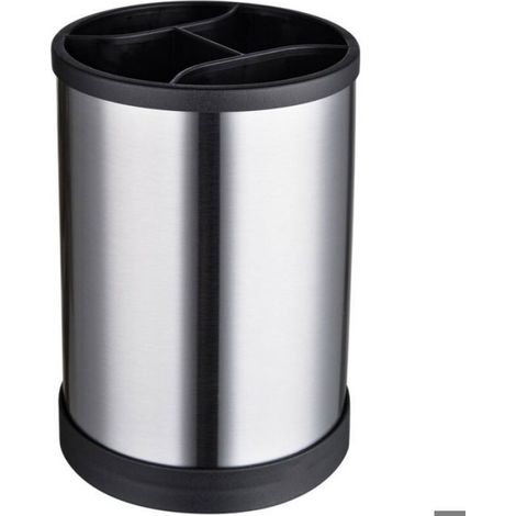 Organisateur Ustensiles Comptoir - Acier Inoxydable - Rotation 360° - Pour Couteaux Cuillères Baguettes - Noir - 12 x 12 x 17 cm (1/5)