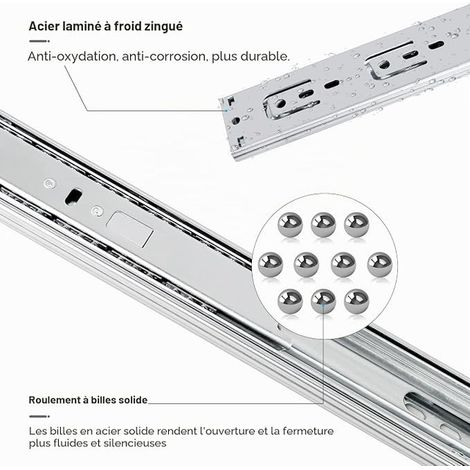 Drawer Runner, 40 cm Soft Close Drawer Runners, Full Extension with Ball Bearing Runners, 45 kg Capacity (1/3)