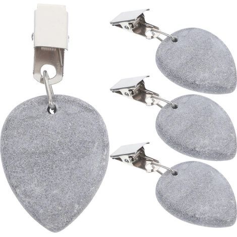 Lot de 4 poids décoratifs en marbre pour nappe d'extérieur, avec pinces antidérapantes.-8X3.5X1CM-Black (1/3)