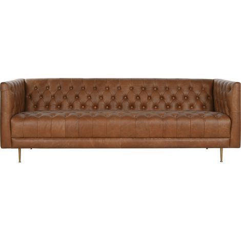 Sofa Piel Acero 211X82X61 Capitone Cognac (1/5)