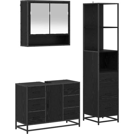 Maison Exclusive - Badezimmermöbel-Set 3 pcs Schwarz Eichen-Optik
