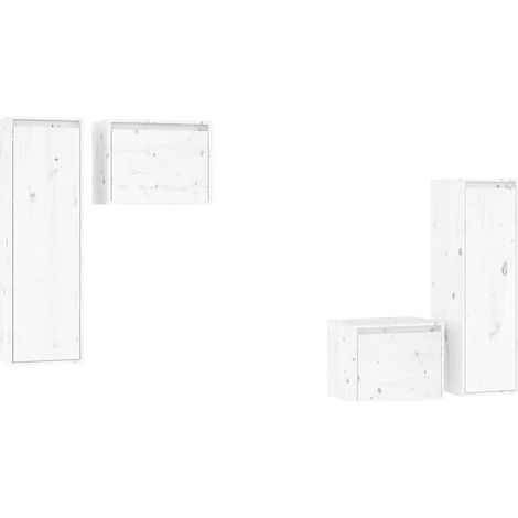vidaXL Muebles para TV 4 piezas madera maciza de pino blanco (1/2)