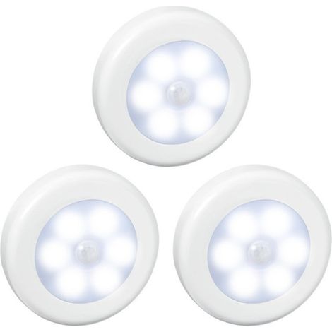 3-teiliges rundes weißes kabelloses LED-Lichtset mit Bewegungssensor, geeignet für